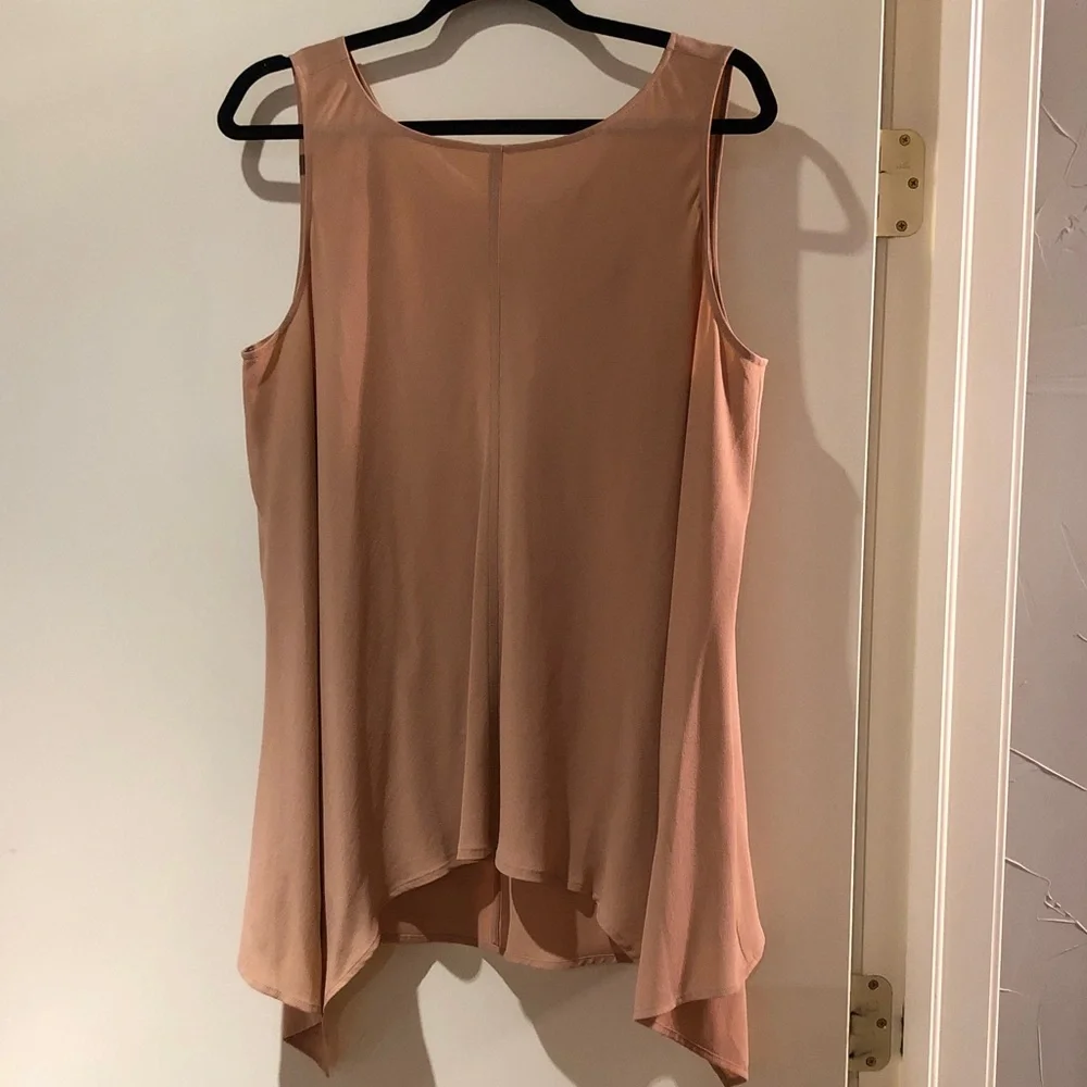 Eileen Fisher Silk Blush/Nude Sleeveless Top and Matching Pant Set both size LG